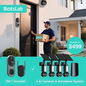 Doorbell R811 + 4 AI Cameras Homebase System W510 ($499 Home Security Bundle)