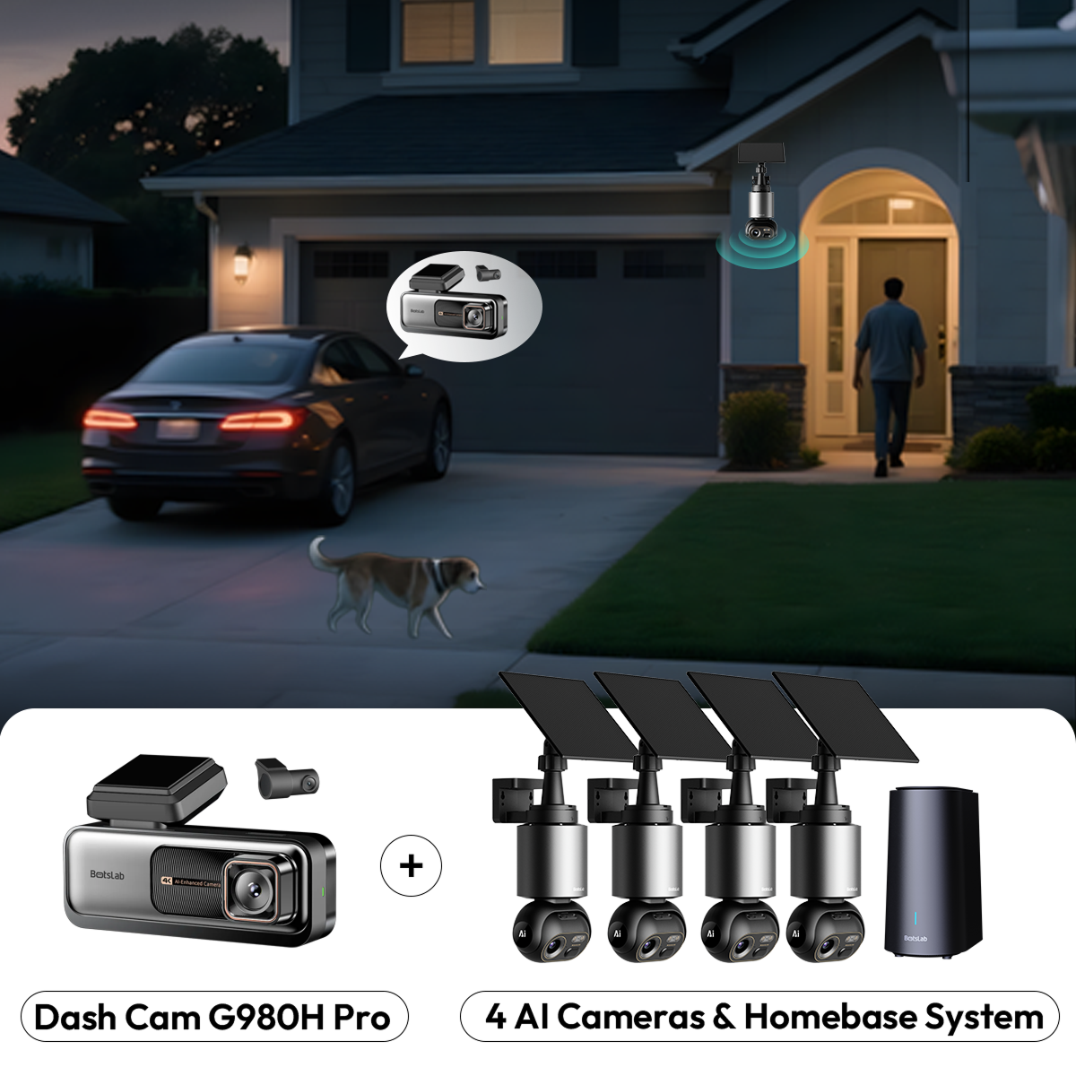 Botslab G980H Pro Dash Cam+ W510 Security 4-Cam Kit Bundle