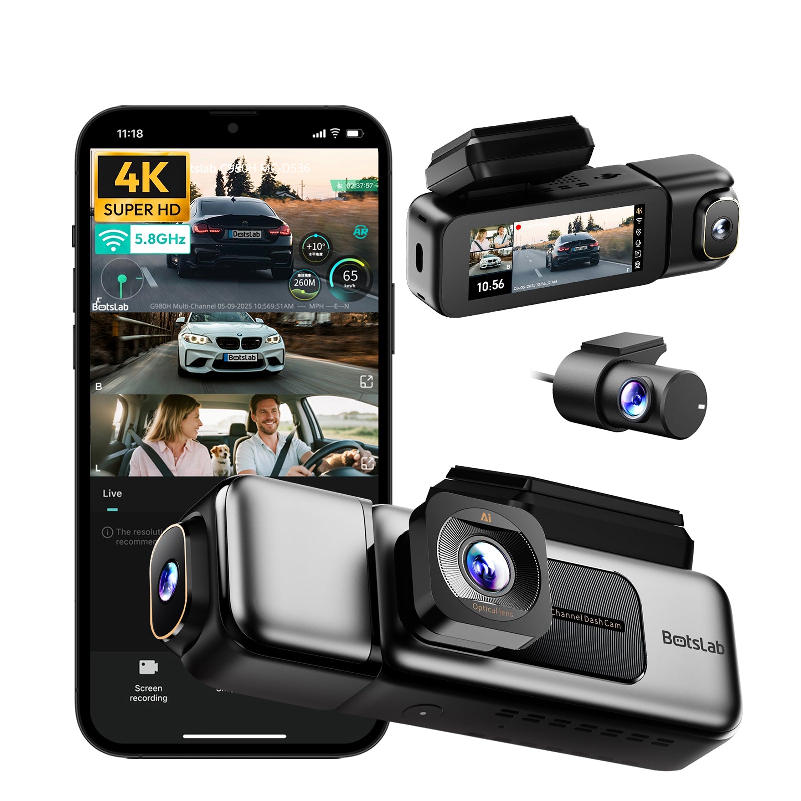 Botslab Dash Cam G980H Mehrkanal – 3 Kameras