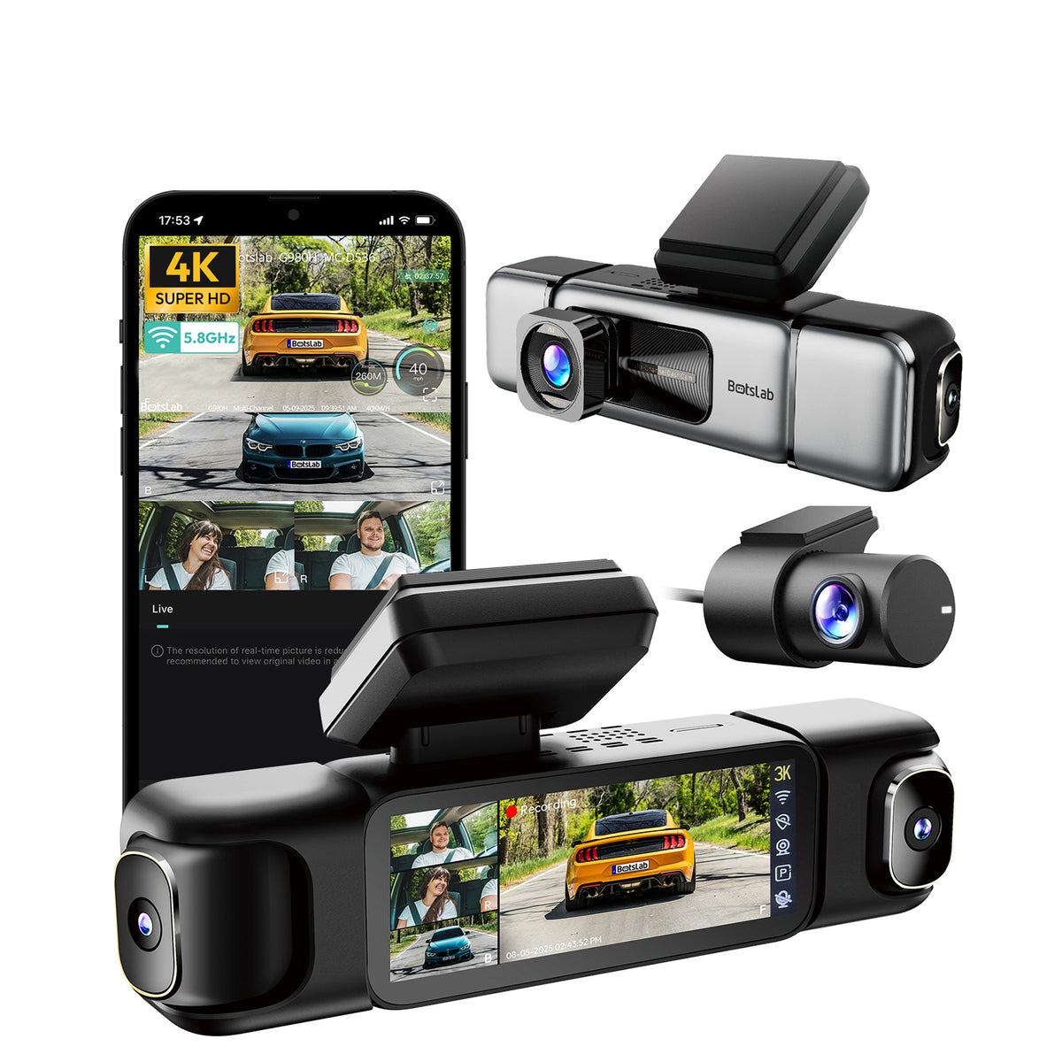 Botslab Dashcam G980H Mehrkanal – 4-Kamera-System