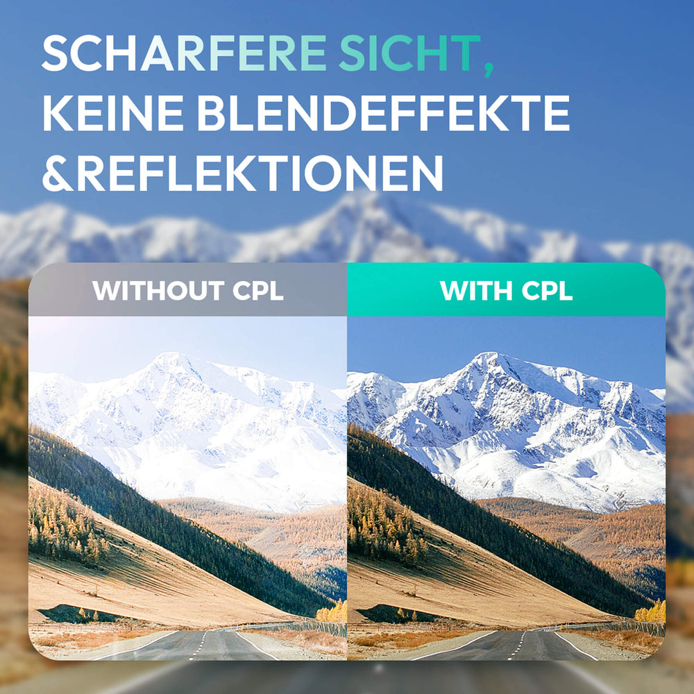 Effektvergleich mit und ohne CPL-Filter: Botslab G980H Dashcam – weniger Blendeffekte, sattere Farben und klarere Details
