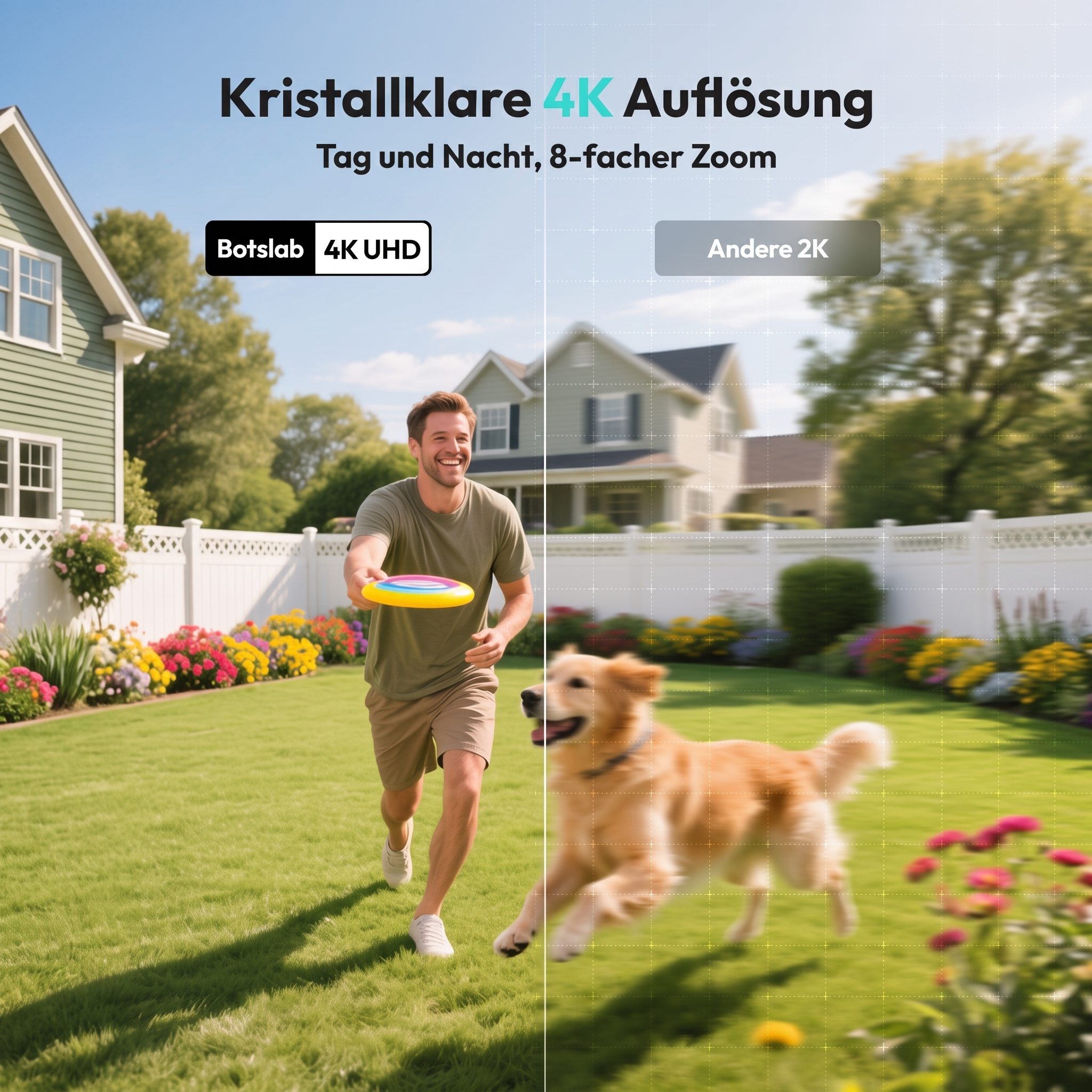 Botslab W510 Cross-Device-Tracking – mehrere Kameras erkennen und verfolgen eine Person über das gesamte Grundstück, lückenlose Aufklärung von Ereignissen.